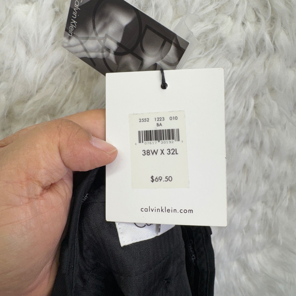 Calvin Klein Dress Pants 38x32 Black Slim Fit Business Casual Modern Minimalist - Picture 6 of 9